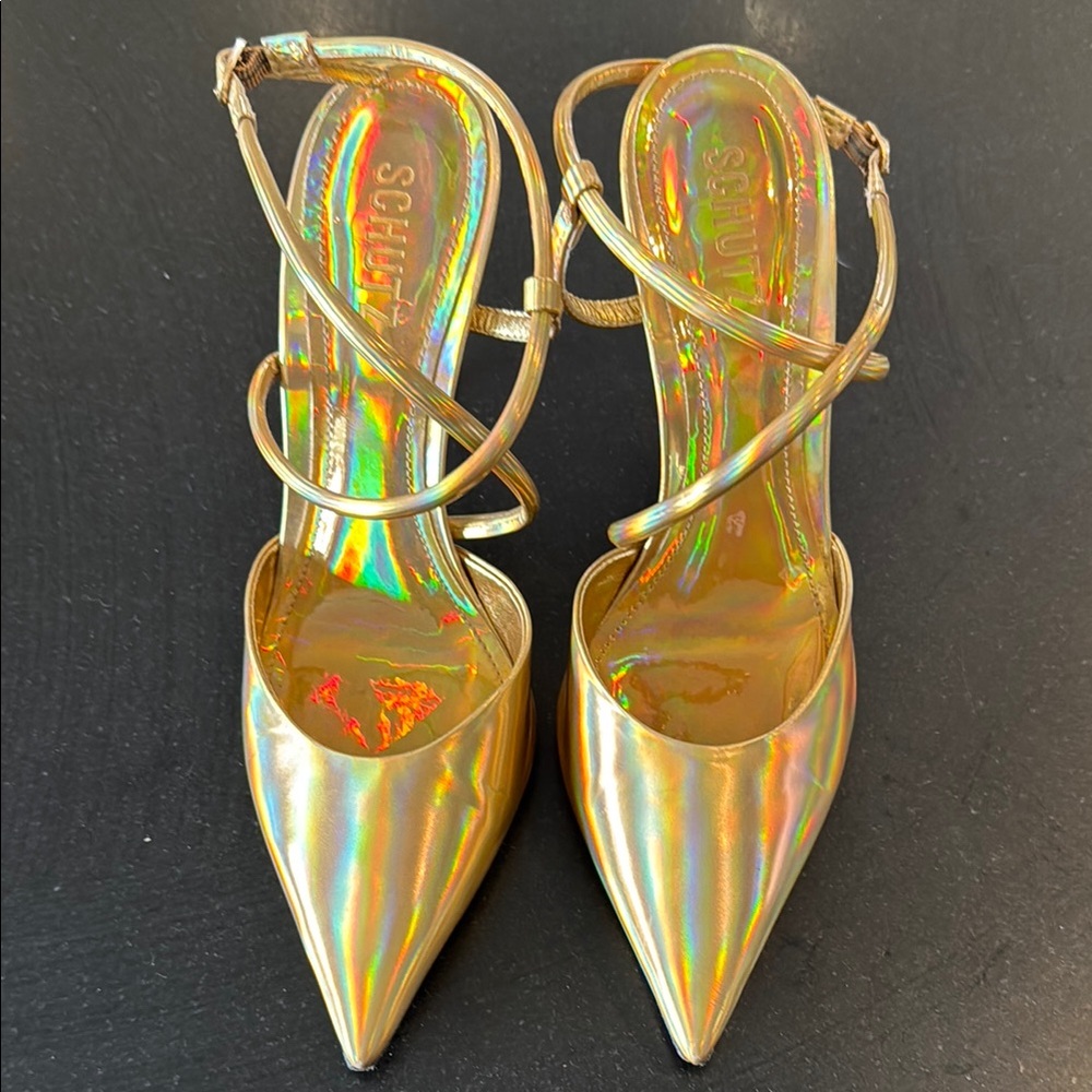 Schutz Gold Leather Women's Heels